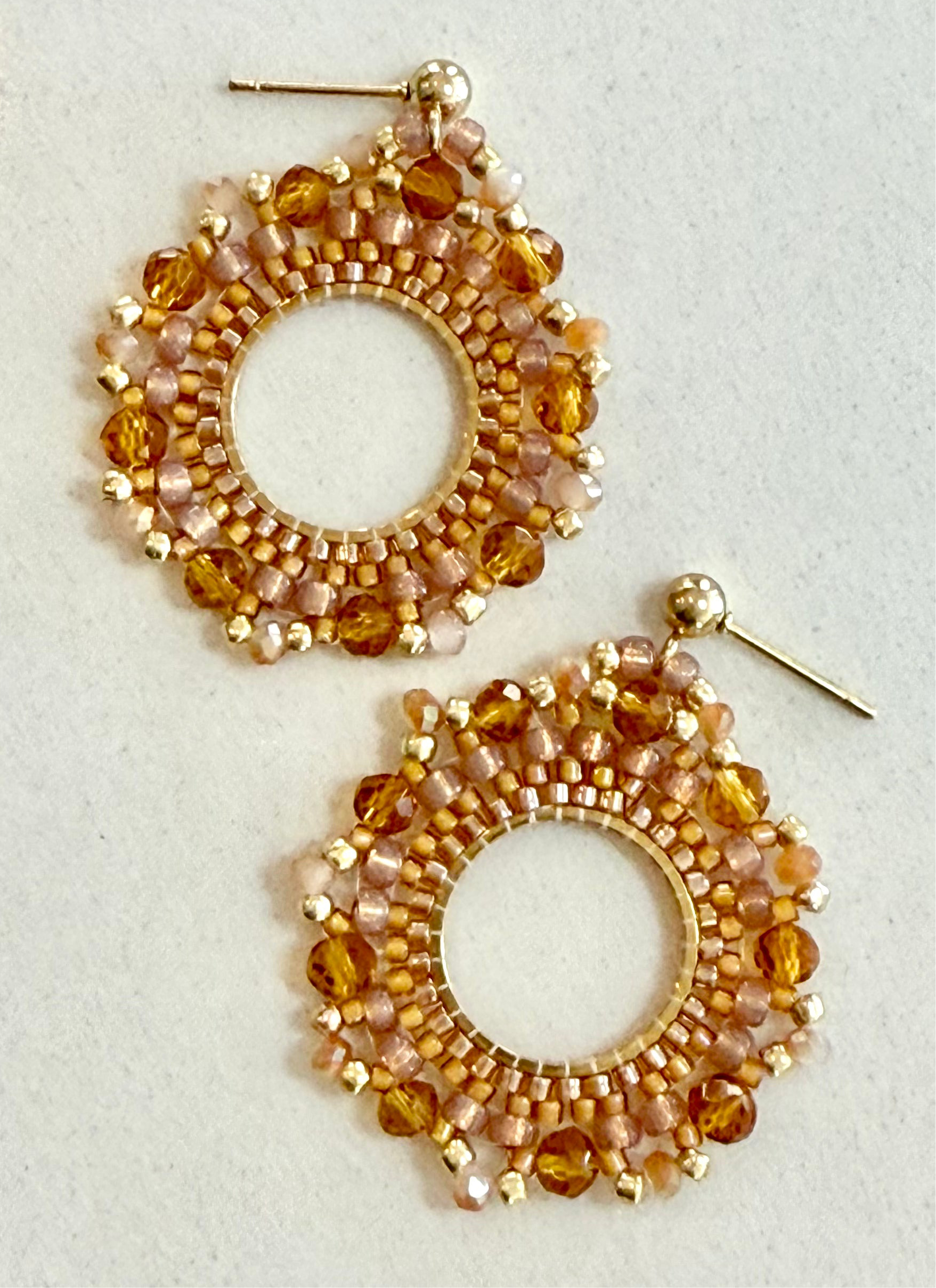 Amber Beaded Hoops