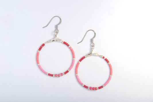 Peony & Silver Ombre Hoops