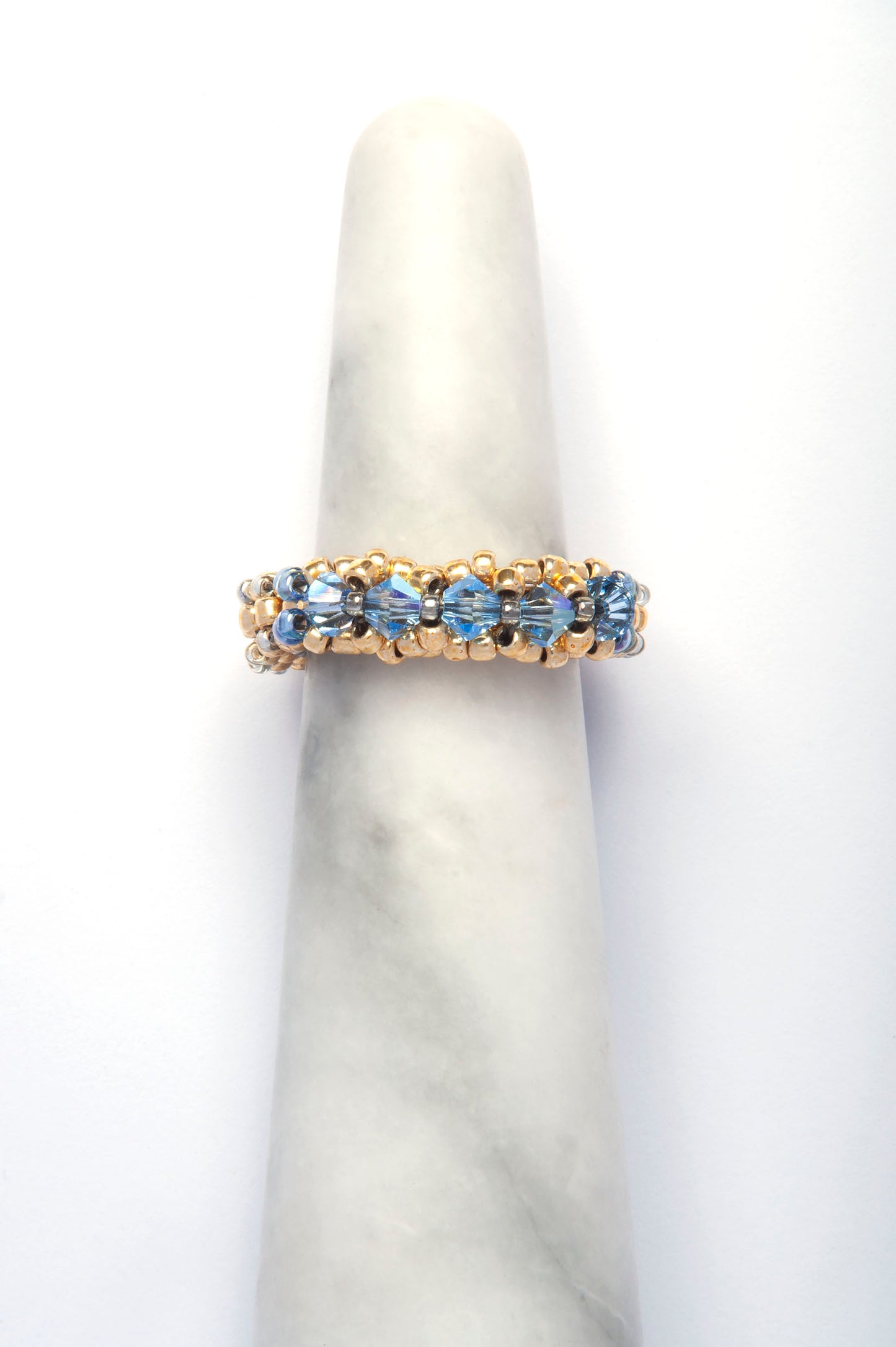 Gold & Sky Blue Swarovski Ring