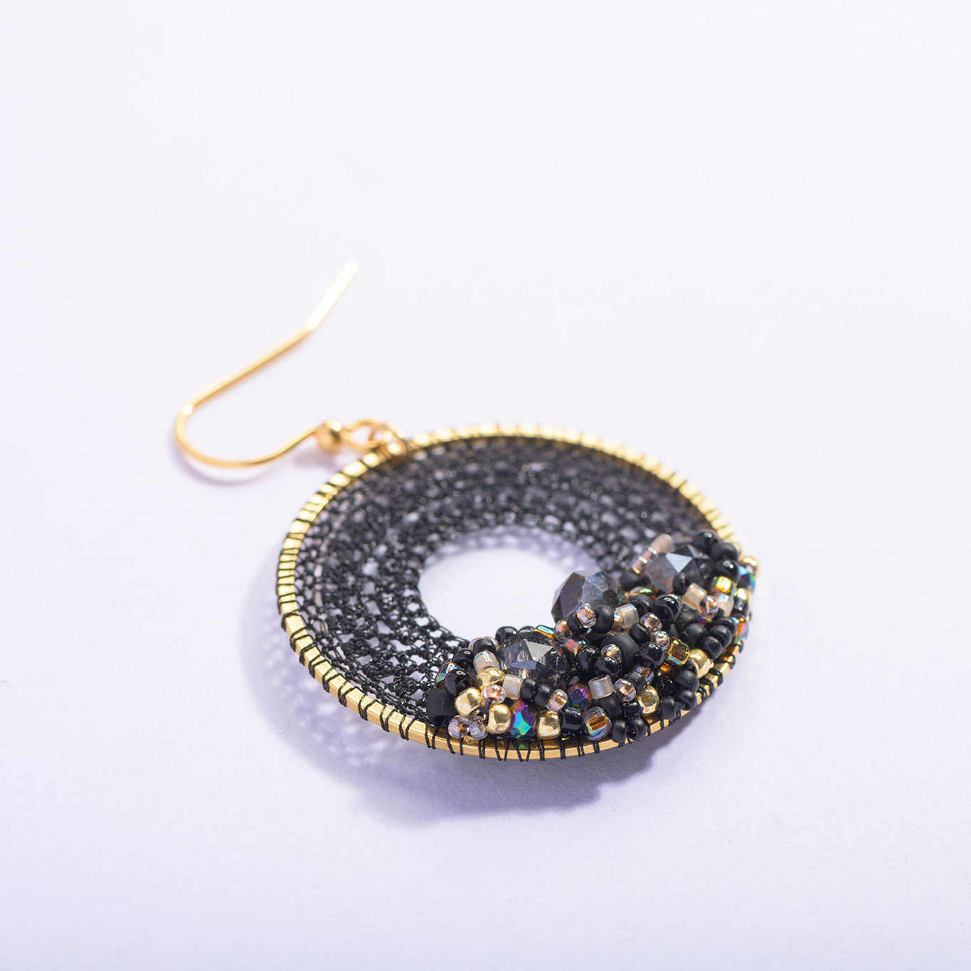 Onyx & Gold Beaded Micro-Crochet