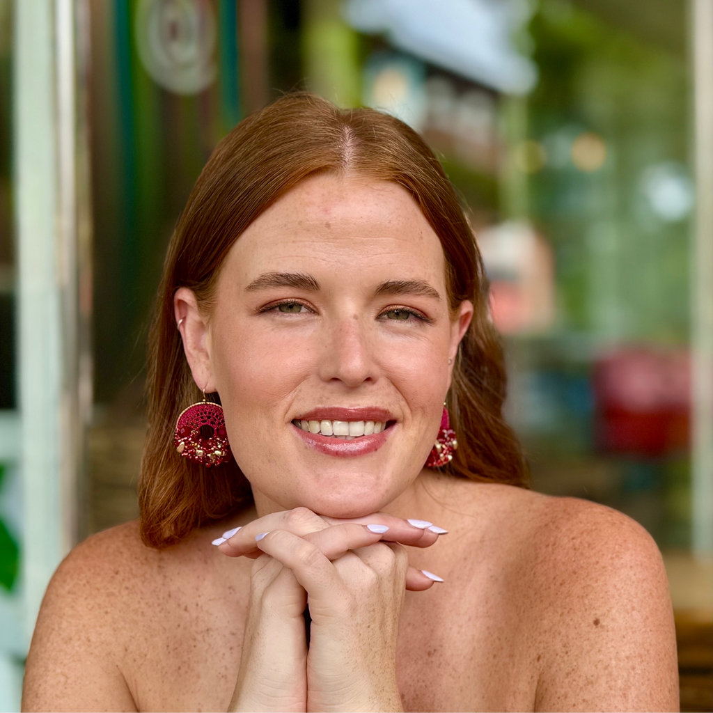 Burgundy-Rose Bead & Crystal Micro-Crochet