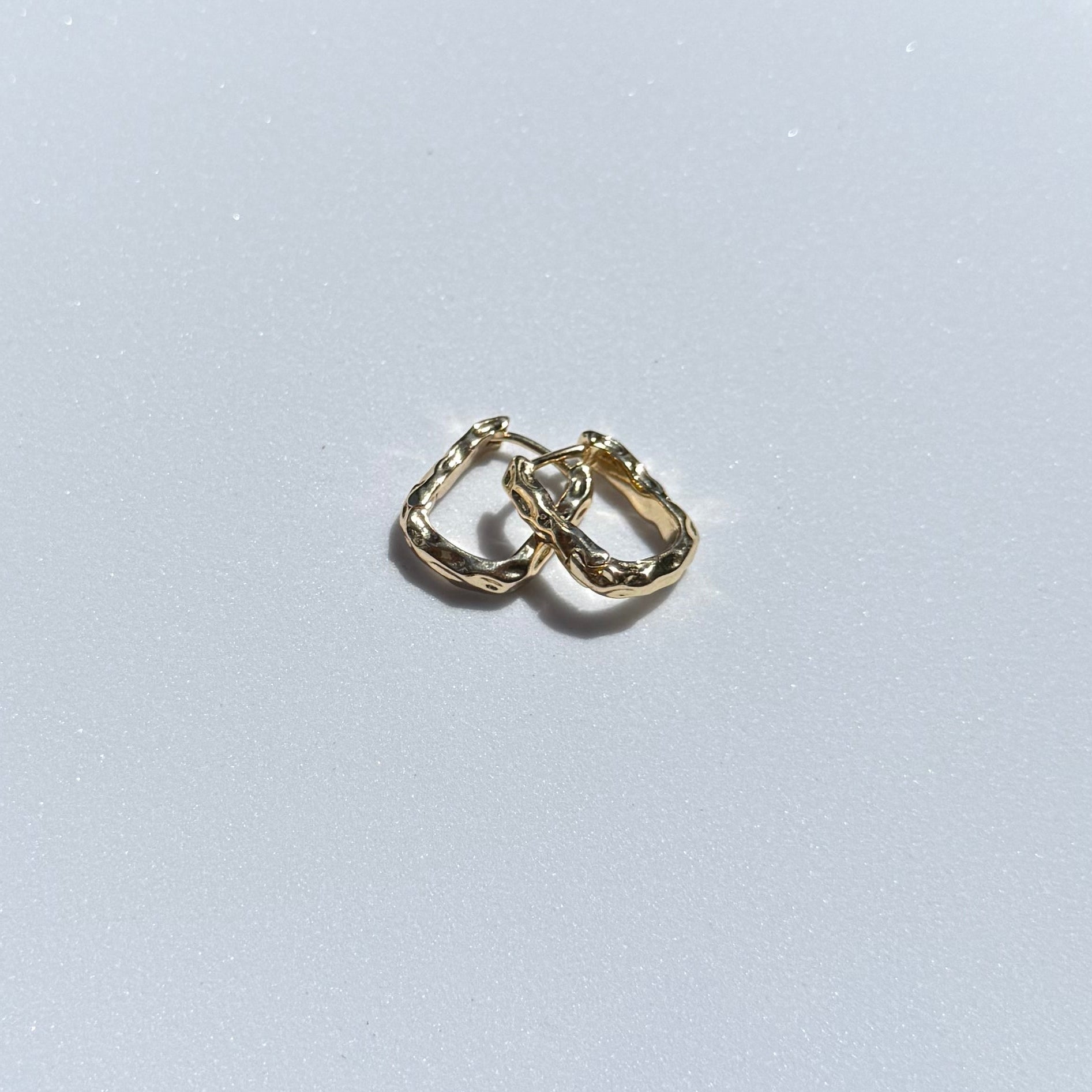 Hammered Gold Huggies