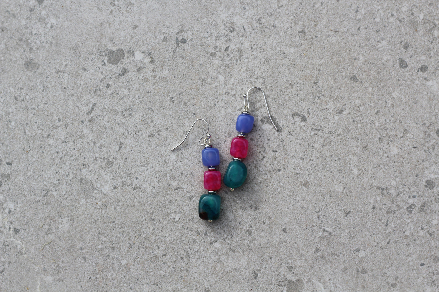 Periwinkle, Pink & Teal Stone Drops