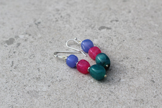 Periwinkle, Pink & Teal Stone Drops
