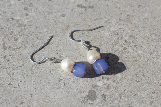 Pearl & Periwinkle Stone Drops