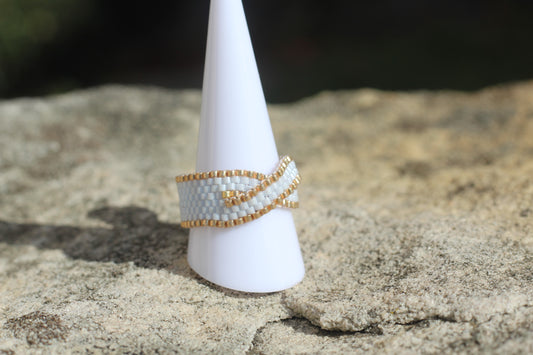 White & Gold Knot Ring