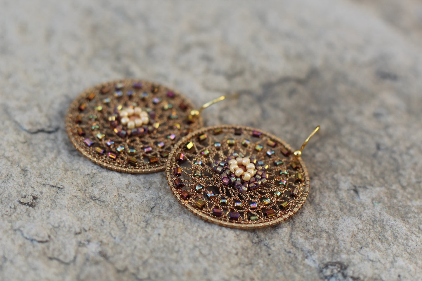 Copper Protea Beaded Micro-Crochet
