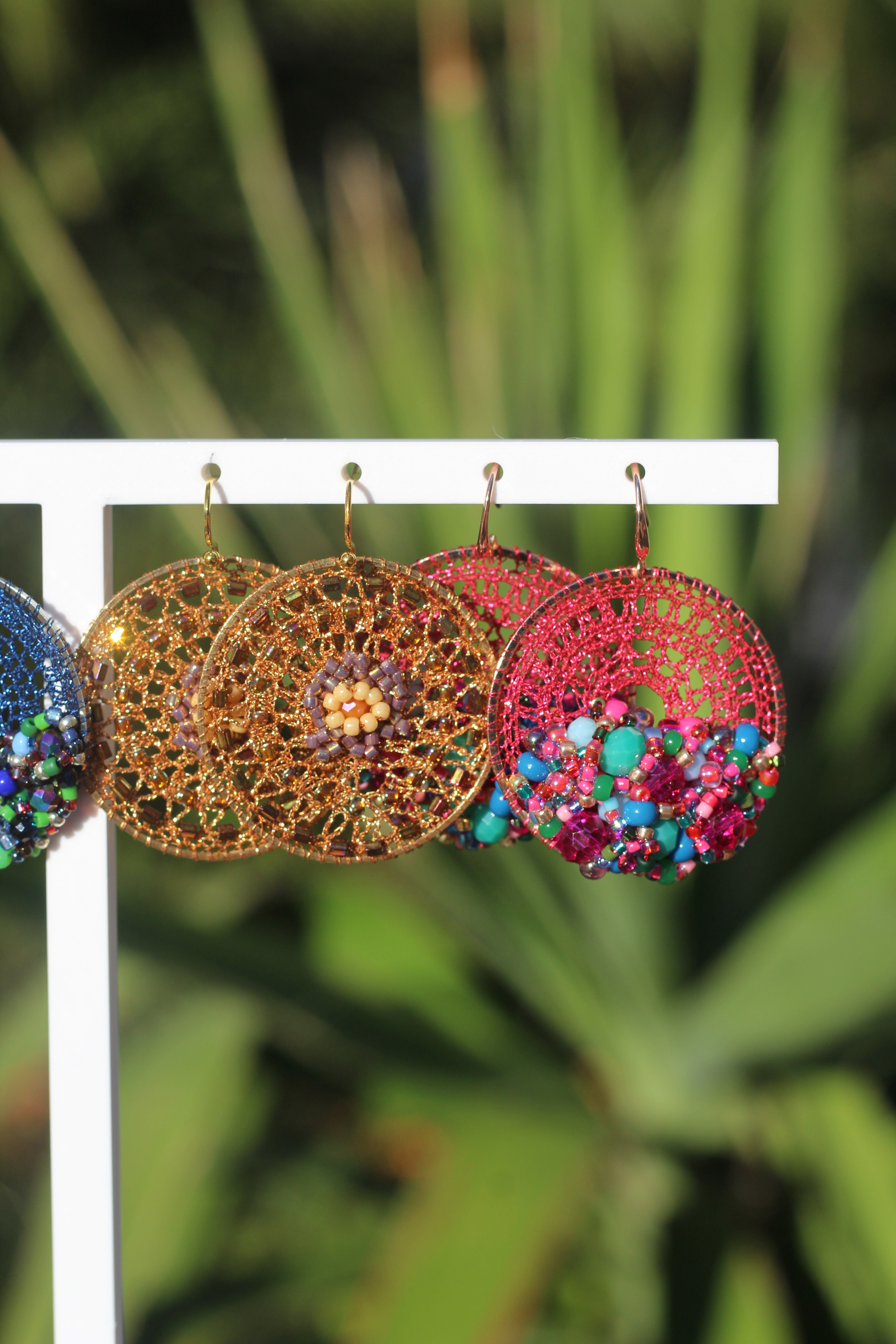Fuchsia & Blue Beaded Micro-Crochet