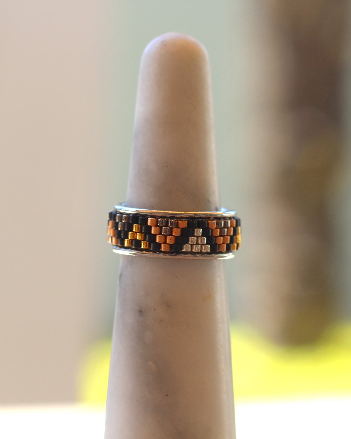 Silver, Black & Copper Ring