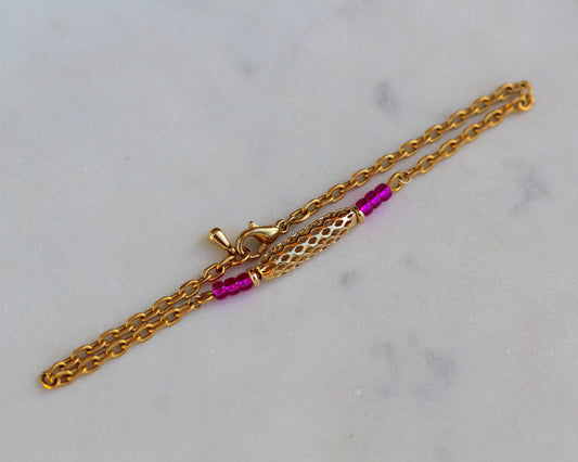 Gold & Pink Cage Bracelet