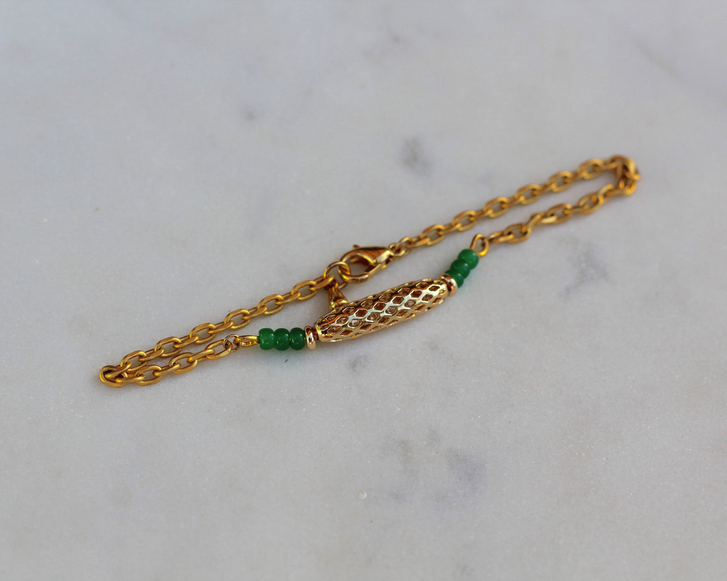 Gold & Green Cage Bracelet