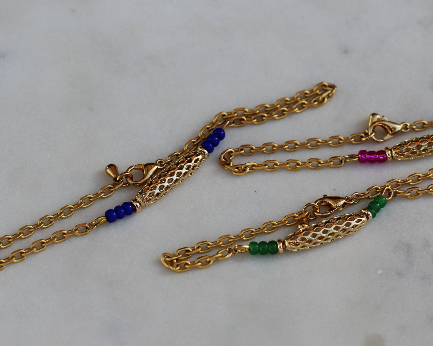 Gold & Blue Cage Bracelet