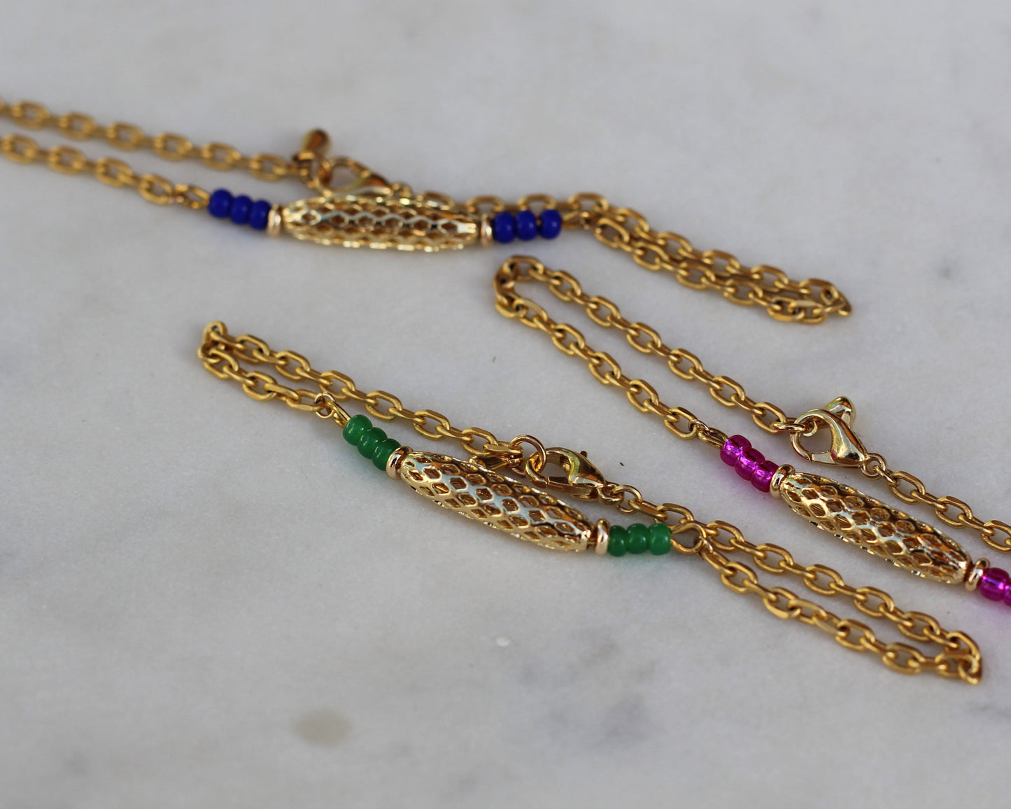 Gold & Green Cage Bracelet