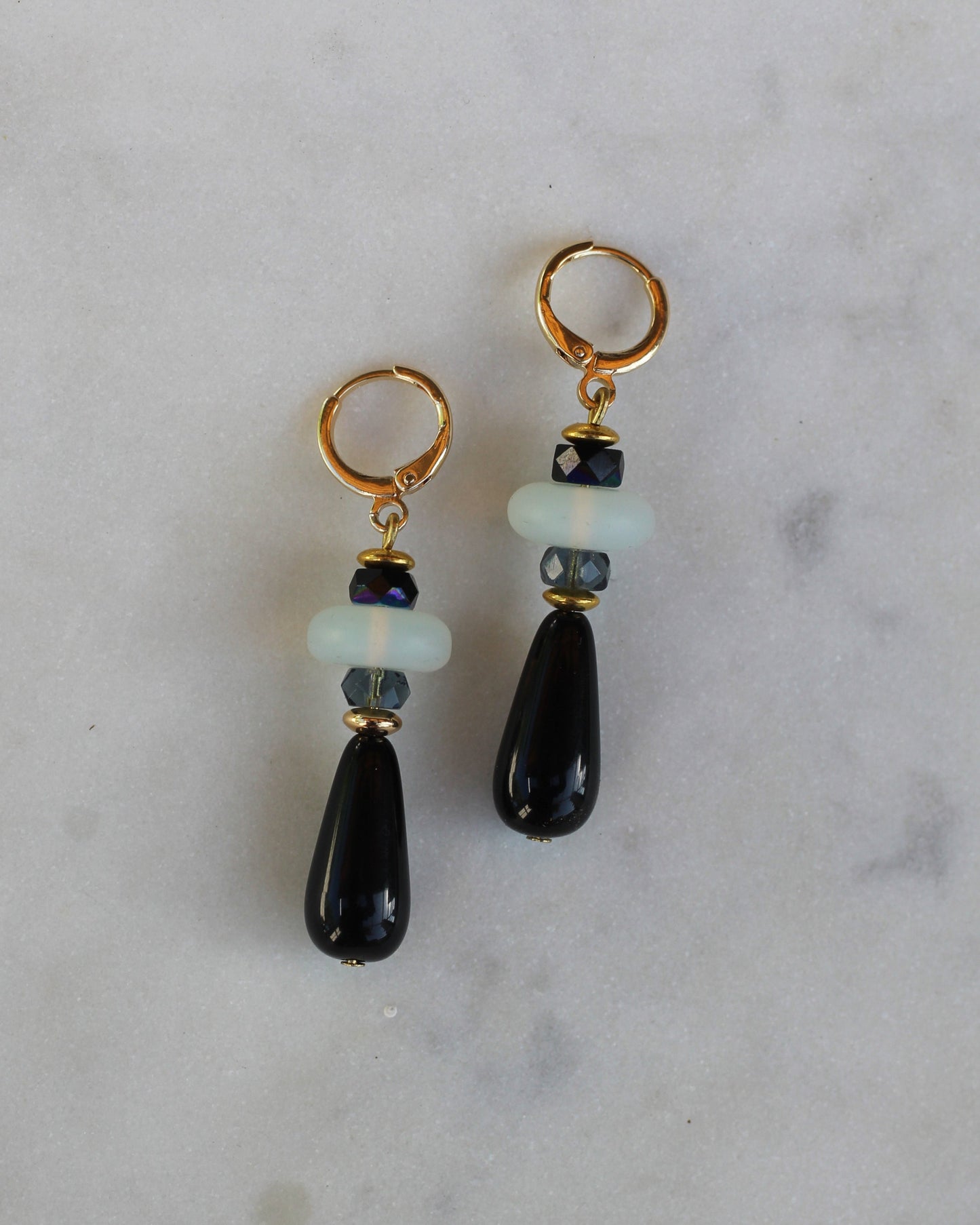 Sea Glass & Black Drops