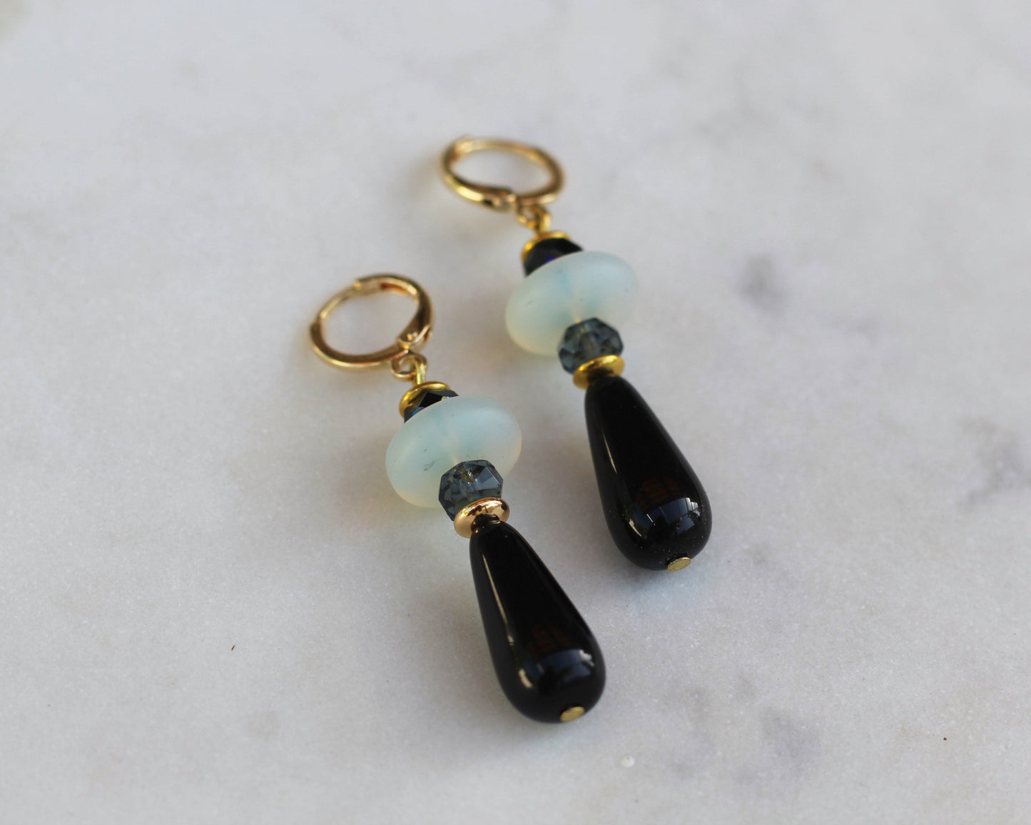 Sea Glass & Black Drops