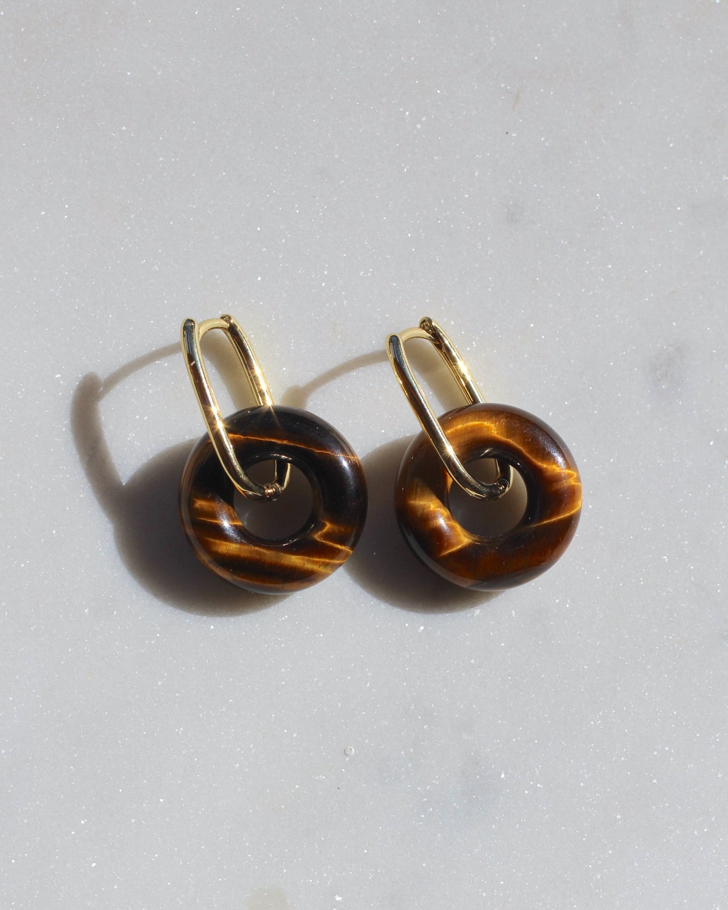 Tiger's Eye & Gold Oval Huggies